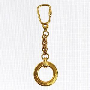 Vintage Paloma Picasso Keychain Gold Tone Metal Open Ring Key Fob Rolo Chain